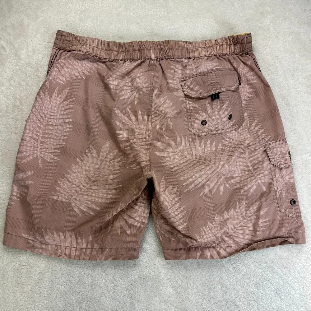 Tommy Bahama Relax Boardshorts Mens XL Pinkish-Brown Tropical Palm Leaf Print